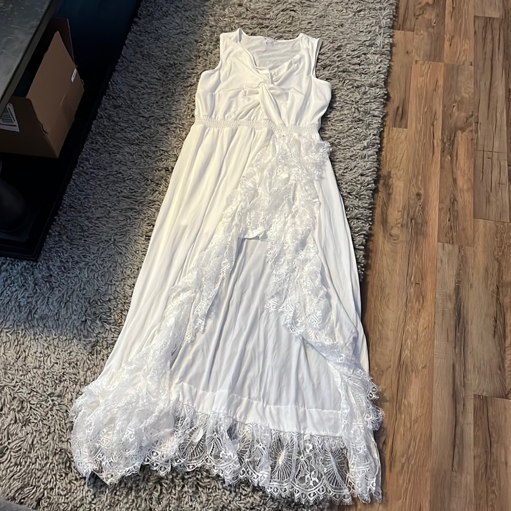 White Slit Midi Dress